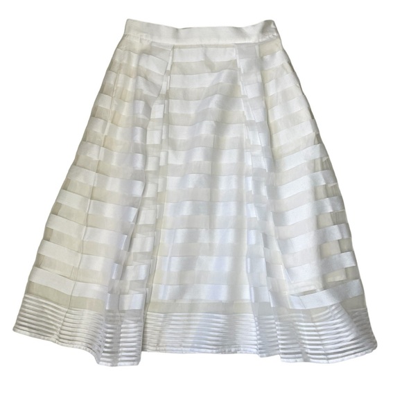 Milly Stripped Pleated Chiffon Midi Skirt - Picture 1 of 9